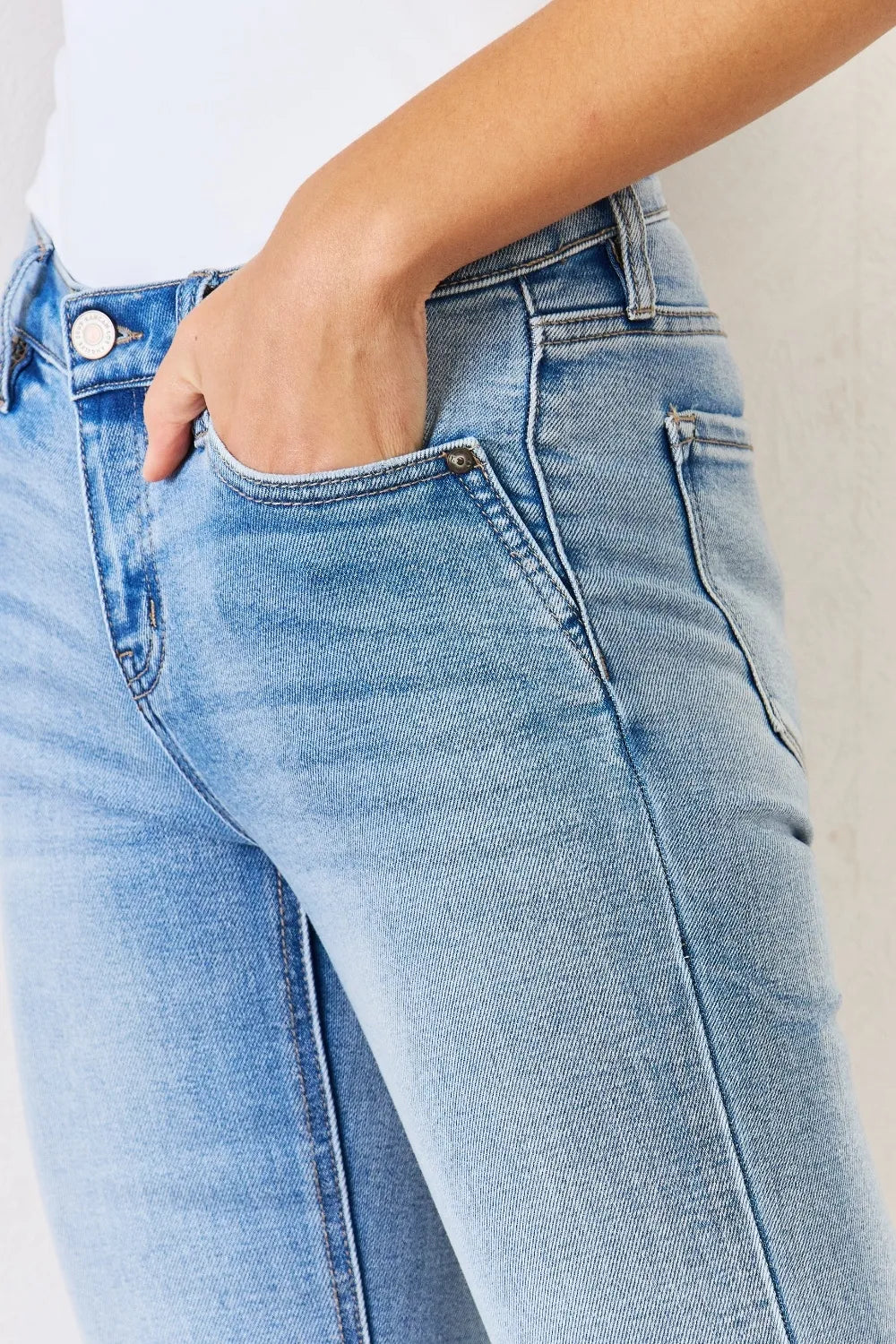 Kancan Full Size Mid Rise Y2K Slit Bootcut Jeans - Brittney MADE