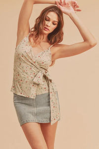Aemi + Co Ditsy Floral Surplice Adjustable Straps Cami - Brittney MADE