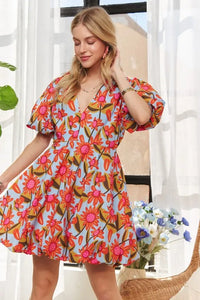 ADORA Puff Sleeve Floral Dress - Brittney MADE