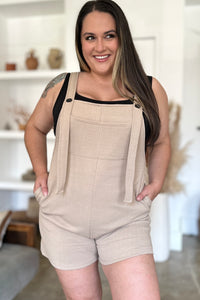 Double Take Full Size Texture Sleeveless Romper - Brittney MADE