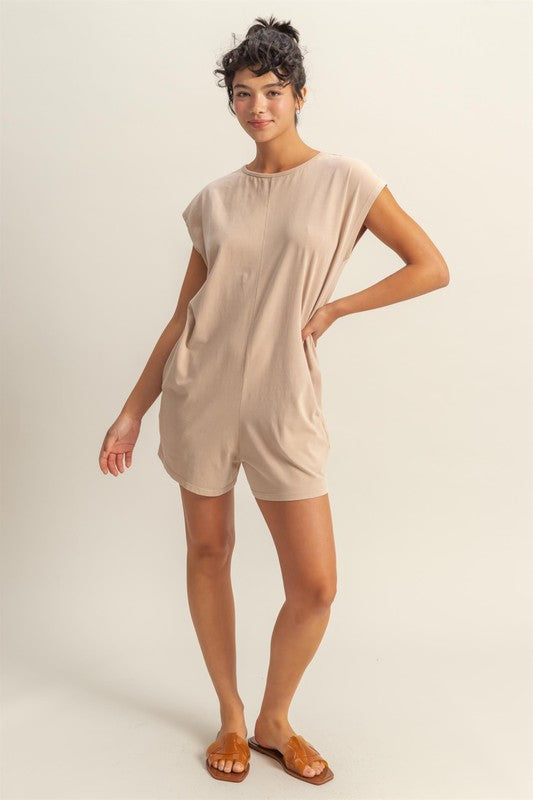 HYFVE Round Neck Cap Sleeve Relaxed Fit Breezy Romper - Brittney MADE