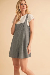 Aemi+Co Plaid Square Neck Romper - Brittney MADE
