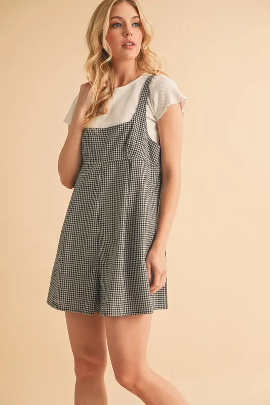 Aemi+Co Plaid Square Neck Romper - Brittney MADE