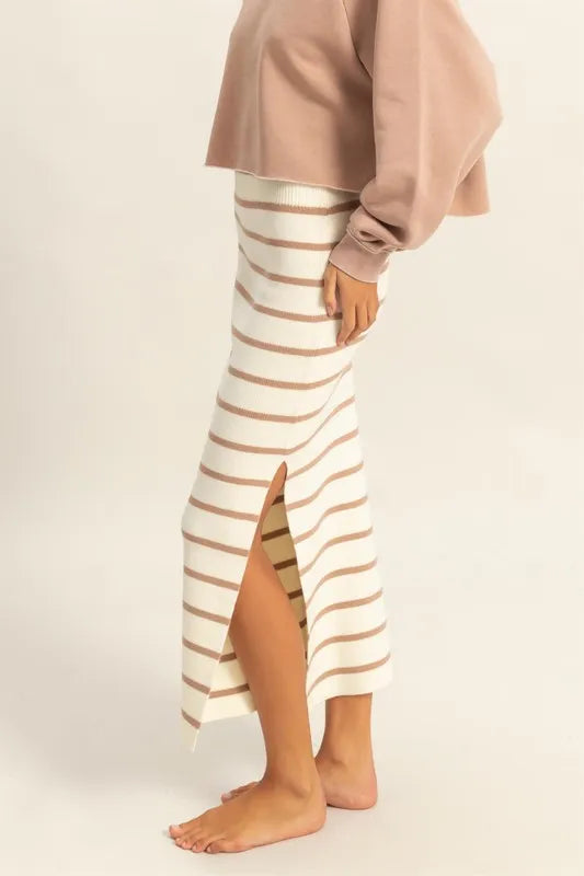 HYFVE Side Slit Striped Bodycon Sweater Skirt - Brittney MADE