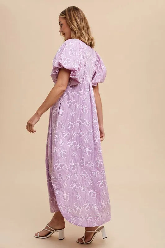 Annie Wear Floral Smock Detail Puff Sleeve Dress - Brittney MADE