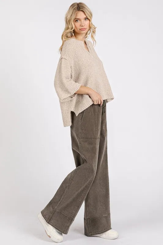 Mittoshop Mineral Wash Elastic Wide Leg Pants - Brittney MADE