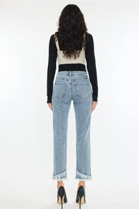 Kancan Raw Hem High Rise Straight Jeans - Brittney MADE