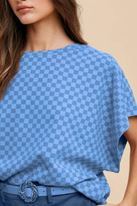 Annie Wear Checkered Round Neck Short Sleeve T-Shirt - Brittney MADE