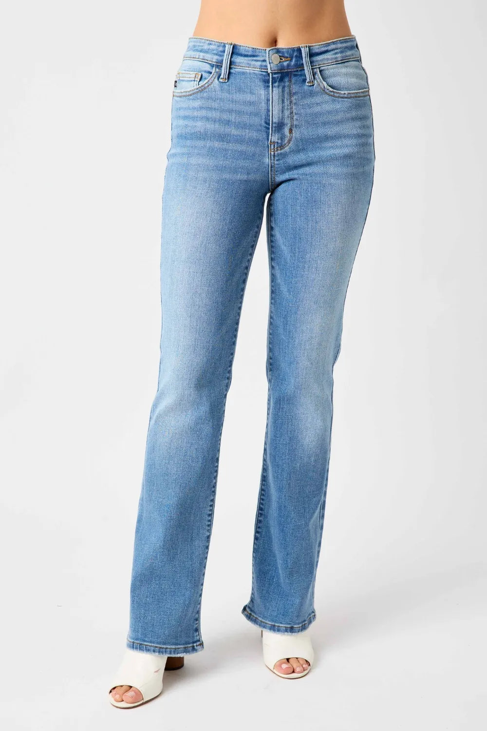 Judy Blue Full Size Mid-Rise Waist Straight Jeans - Brittney MADE