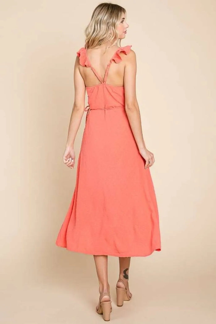 Culture Code Ruffle Detail Surplice Wrap Slip Dress - Brittney MADE