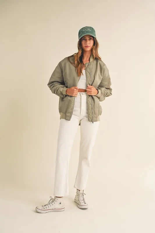 MABLE Back Ruched Utiltiy Bomber Jacket - Brittney MADE