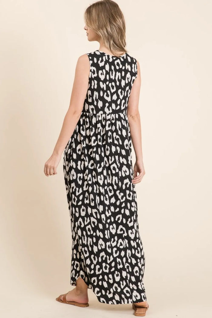 BOMBOM Leopard Maxi Dress with Pockets - Brittney MADE