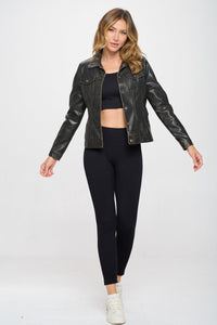 Coalition LA Button Down Cargo Vegan Leather Shacket - Brittney MADE