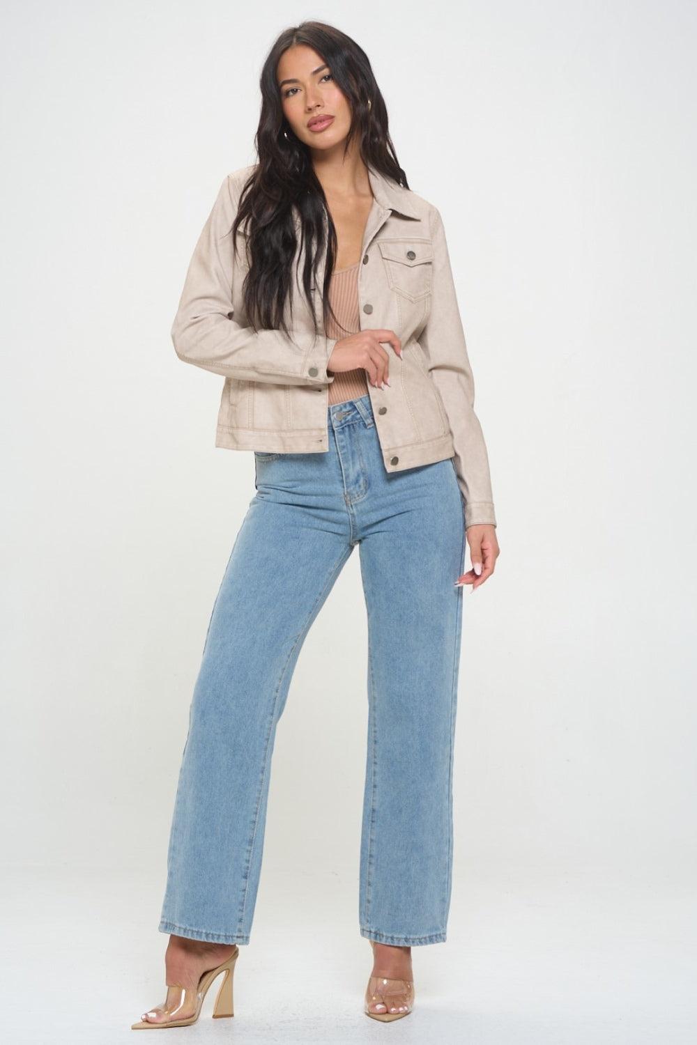 Coalition LA Button Down Cargo Vegan Leather Shacket - Brittney MADE