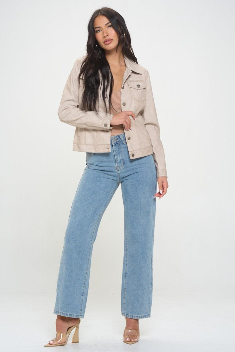 Coalition LA Button Down Cargo Vegan Leather Shacket - Brittney MADE