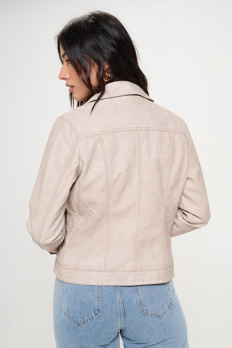 Coalition LA Button Down Cargo Vegan Leather Shacket - Brittney MADE