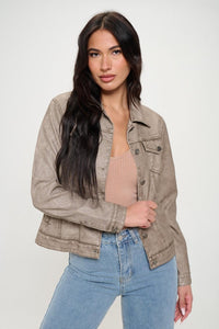 Coalition LA Button Down Cargo Vegan Leather Shacket - Brittney MADE