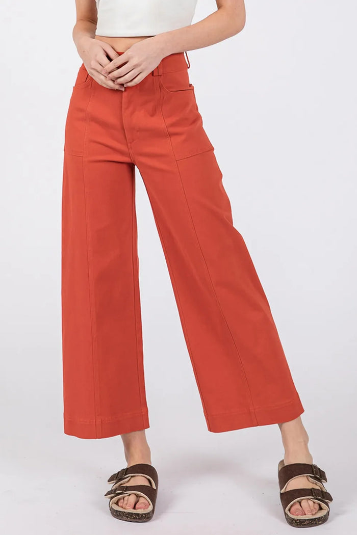 SAGE + FIG Wide Leg Cropped Pants - Brittney MADE