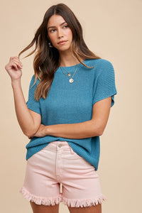 Annie Wear Round Neck Short Sleeve Sweater - Brittney MADE