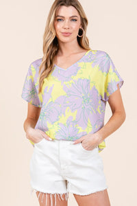 BOMBOM Floral Short Sleeve T-Shirt - Brittney MADE