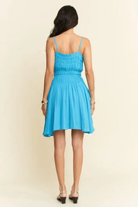 Davi & Dani Smocking Bodice Sleeveless Button Down Mini Dress - Brittney MADE