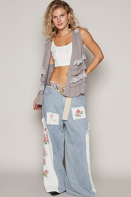 POL Ruffled Open Front Sleeveless Cardigan - Brittney MADE