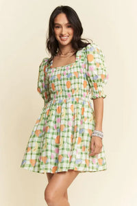 Davi & Dani Fruits Printed Smocking Mini Dress - Brittney MADE