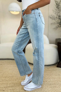 Judy Blue Full Size High Waist Distressed Straight Jeans - Brittney MADE