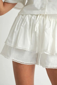 MABLE Collared Button Down Crop Top and Skort Set - Brittney MADE