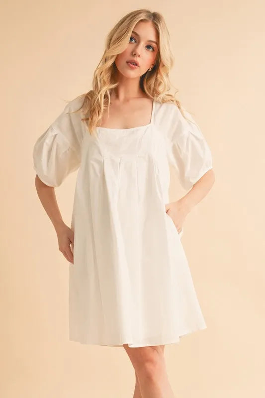 Aemi + Co Square Neck Babydoll Dress with Pockets - Brittney MADE
