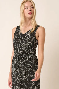Mittoshop Side Slit Flower Print V-Neck Sleeveless Dress - Brittney MADE