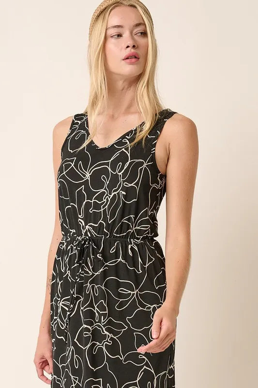 Mittoshop Side Slit Flower Print V-Neck Sleeveless Dress - Brittney MADE