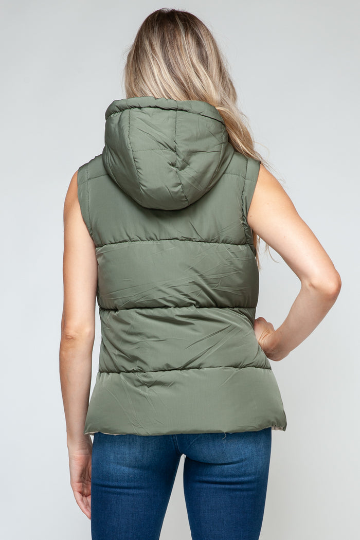 Snobbish Snap and Zip Closure Hooded Vest - Brittney MADE