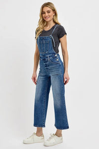 RISEN Full Size Knotted Strap Denim Overalls with Pockets Plus Size - Brittney MADE