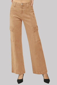 RISEN Full Size High Rise Wide Leg Cargo Jeans - Brittney MADE