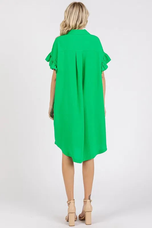 Mittoshop Button Down Flounce Sleeve Dress with Pockets - Brittney MADE