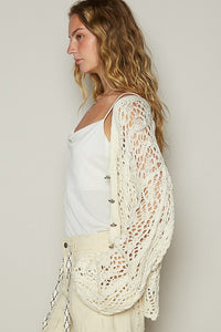 POL Cable-Knit Openwork V-Neck Button Up Cardigan - Brittney MADE