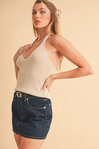 Aemi + Co Ribbed Halter Neck Cami - Brittney MADE