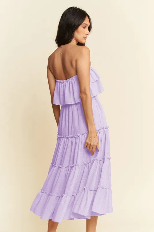 Davi & Dani Tiered Flowing Tube Midi Dress - Brittney MADE