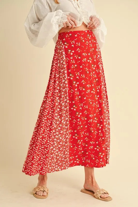 Aemi + Co Floral Elastic Waist Maxi Skirt - Brittney MADE
