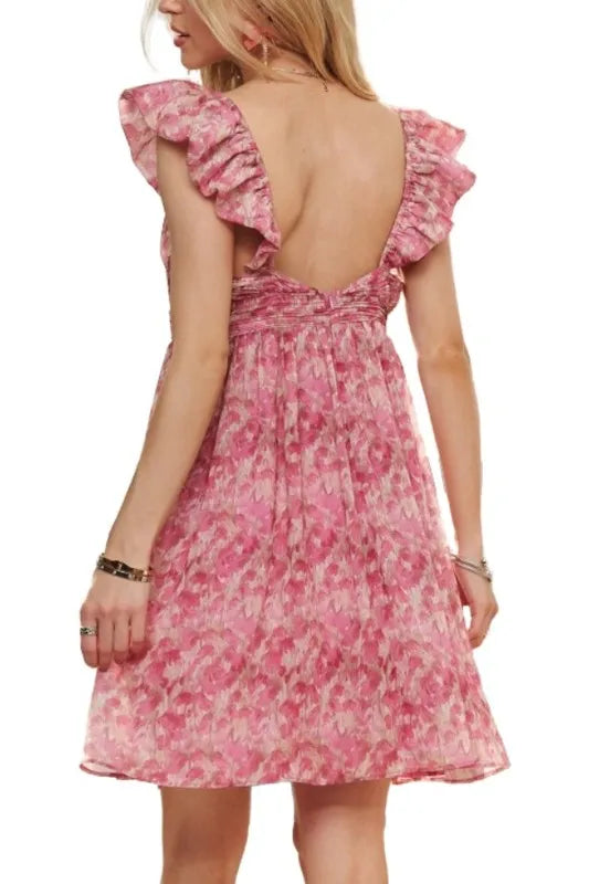 ADORA Watercolor Flower Shirred Tiered Ruffled Dress - Brittney MADE
