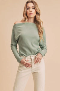 Aemi + Co One Shoulder Long Sleeve Knit Top - Brittney MADE