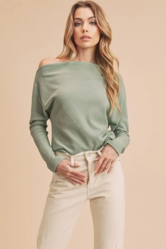 Aemi + Co One Shoulder Long Sleeve Knit Top - Brittney MADE