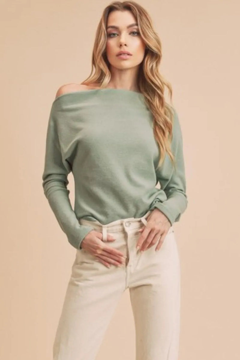 Aemi + Co One Shoulder Long Sleeve Knit Top - Brittney MADE