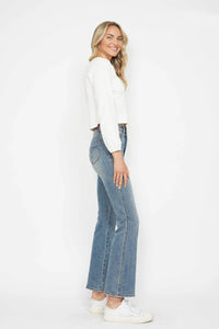 Judy Blue Full Size Tummy Control Back Embroidered Pocketed Bootcut Jeans Plus Size - Brittney MADE
