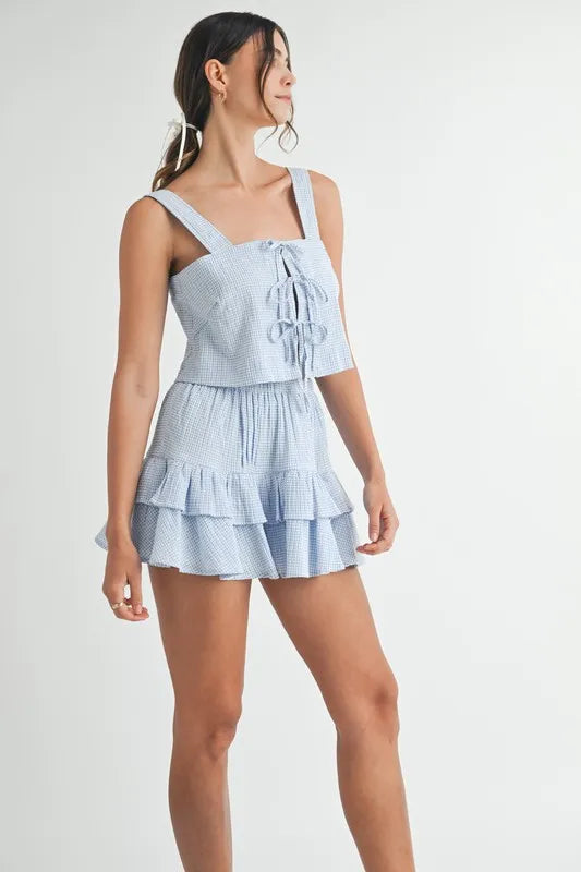 MABLE Gingham Plaid Crop Top and Mini Skirt Set - Brittney MADE