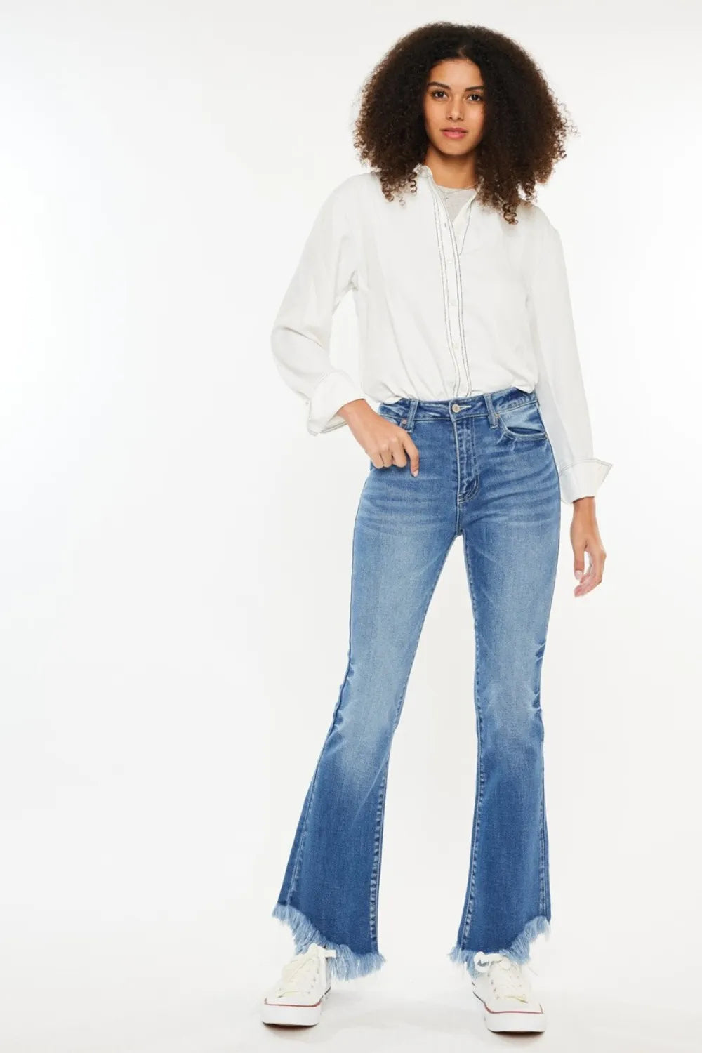 Kancan High Rise Frayed Hem Jeans - Brittney MADE