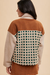 Annie Wear Plaid Zip Up Drop Shoulder Sherpa Jacket - Brittney MADE