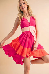 Aemi+Co Ruffled Color Block Sleeveless Mini Dress - Brittney MADE