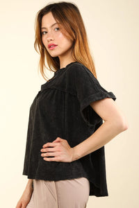 VERY J Nochted Short Sleeve Washed T-Shirt - Brittney MADE